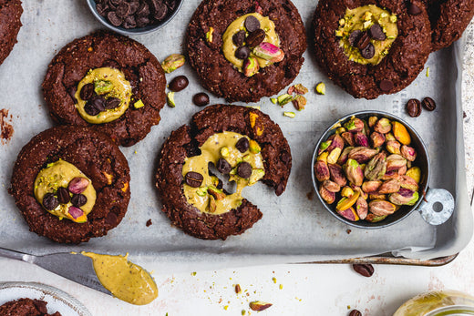 Mocha Chocolate-Chip & Pistachio Cookies