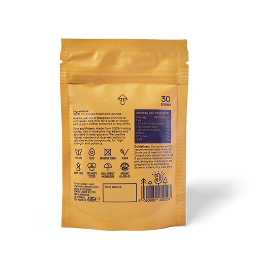 Dirtea Mushroom Powder Cordyceps Rear Packaging